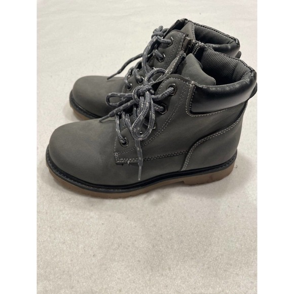 Kids Toddler Boots Size US 1 EU32 JP20 Gray Classic Lace Up Side-Zipper Lug Sole - Picture 3 of 9